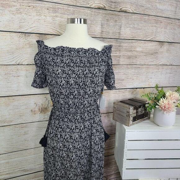 NWT 1 State Women's Off Shoulder Maxi Dress Floral Gray‎ Size Small - Picture 2 of 3